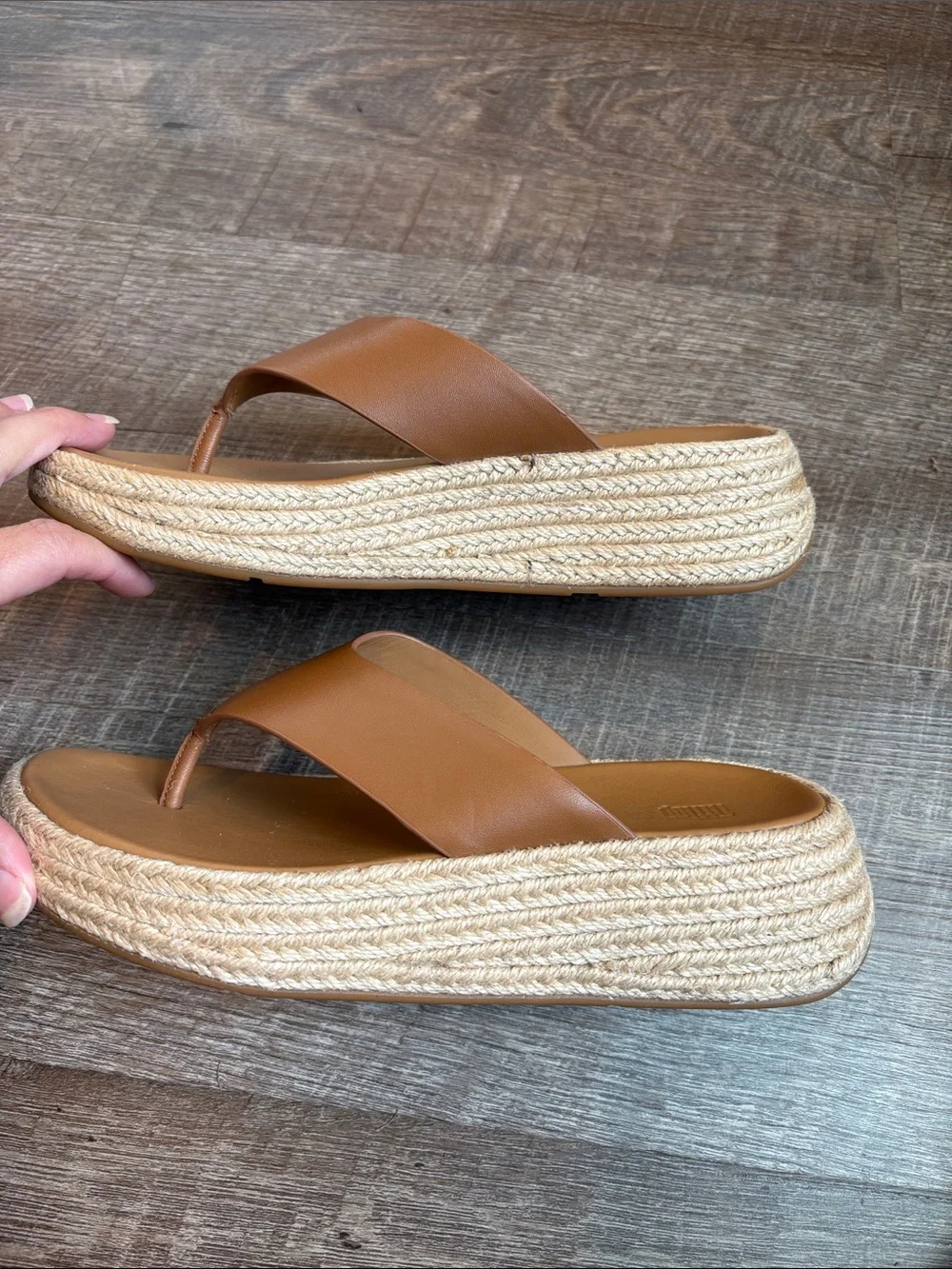 FitFlop F-mode Espadrille Leather Flatform Sandals Women’s 6